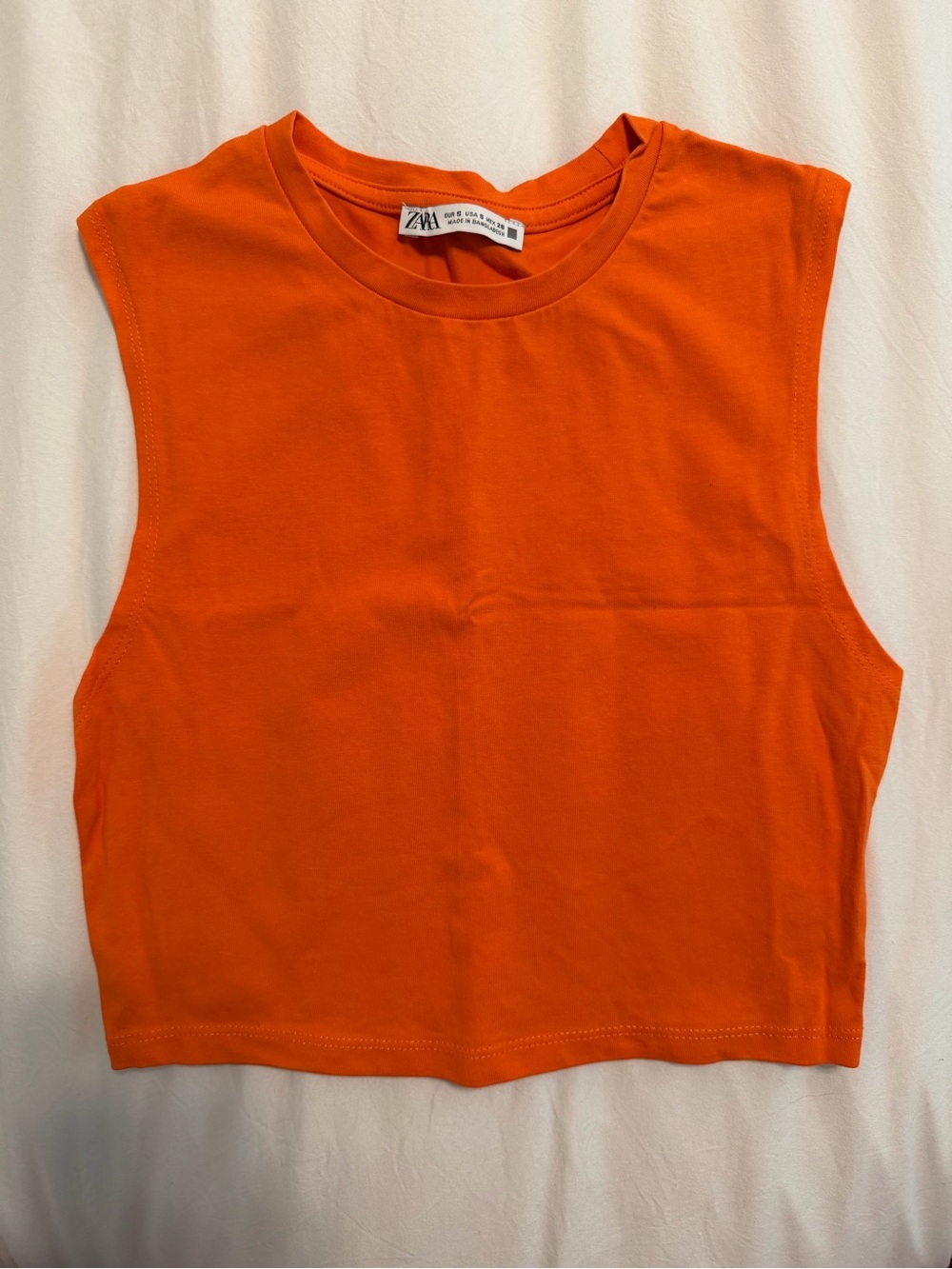 Zara Bright Orange Cropped Tank Top